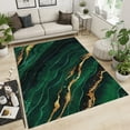 thumbnail image 3 of Nordic Modern Jade Green Marble Area Rug Luxury Green Wave Gold Texture Outdoor Indoor Washable Rug For Floor Mat Indoor Throw Rugs Soft Mats For Bedroom Living Room Kids Room, 3 of 7