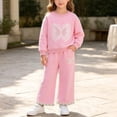 thumbnail image 5 of VIPOIN Girls 2 Piece Outfit Set, Butterfly Patch Crewneck Sweatshirt & Wide Leg Jeans, Cute Clothing Set, 5 of 7