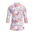 thumbnail image 3 of Uorisanigo Golf Flower Womens 3/4 Sleeve Golf Shirts Fashionable Relaxed Quick Dry Athletic Polo Shirts Soft Comfortable Polyester Spandex Fabric Tennis Tops with Zipper Size 2XL, 3 of 7