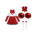thumbnail image 4 of Linjinx Girls Kids Cheer Leader Outfit Fancy Party Dress Carnival Performance A Red 6, 4 of 5