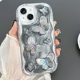 thumbnail image 2 of Glitter 3D Butterfly Case for iPhone 15 Plus, Cute Curly Wave Frame Bling Sparkly Floral Pearl with Wrist Strap Chain Soft TPU Aesthetic Women Girls Phone Case for iPhone 15 Plus 6.7" (Clear), 2 of 4