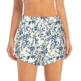 thumbnail image 4 of Lsque Vintage Blue Floral Printed Women's Running Shorts with Liner Pockets,Elastic Quick Dry Workout Athletic Gym Yoga Shorts,Womens High Waist Shorts-Large, 4 of 9