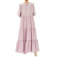 thumbnail image 3 of Lovito Muslim Plain Lettuce Trim Ball Gown Dress, 3 of 5