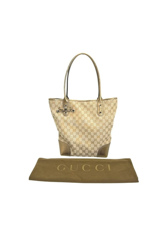 Pre-Owned GUCCI Tote Bag Handbag Canvas GG 181779 Beige (Good)