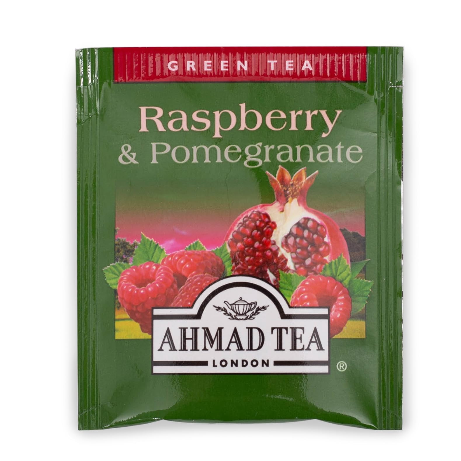 6 packs -Ahmad Raspberry & Pomegranate flavored Green Tea with Fruit Pieces 20 T/B