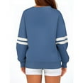 thumbnail image 4 of Women’s Casual Pullover – Long Sleeve Loose Fit Sweatshirt with Stylish Sleeve Stripe Details Blue, 4 of 4