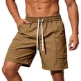 thumbnail image 2 of LTTVQM Men's Cargo Shorts Elastic Waistband Drawstring Summer Casual Cotton Shorts Relaxed Fit Lightweight Workout Short Pants with 4 Pockets Coffee L, 2 of 5