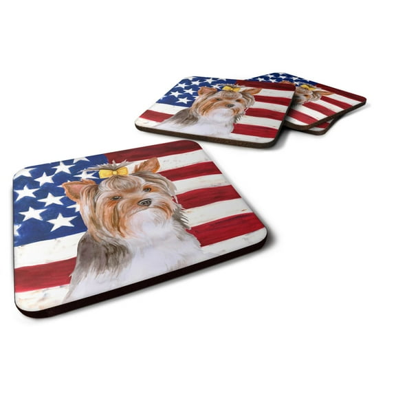 Yorkshire Terrier 2 Patriotic Foam Coaster Set of 4