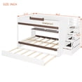 thumbnail image 2 of Harper & Bright Designs Full Over Full Bunk Bed with Trundle, Solid Wood Stairway Bunk Beds Frame with Storage Shelves & LED Light for Bedroom Dormitory, White, 2 of 17