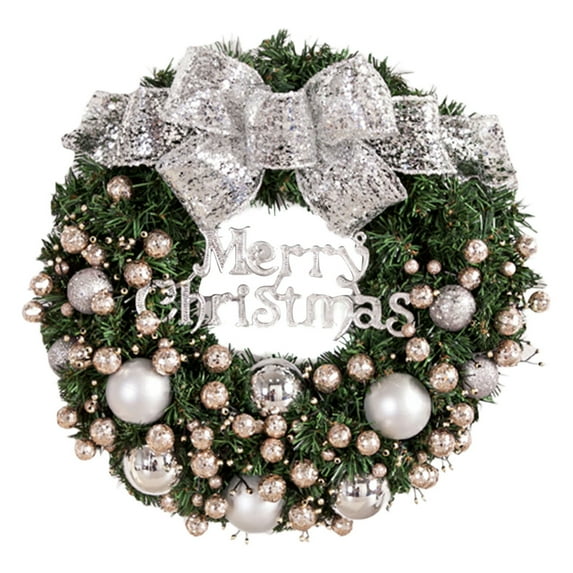 hirigin Artificial Christmas Wreath with Christmas Balls Front Door Wreath Garland for Home Holiday Party New Year Decor