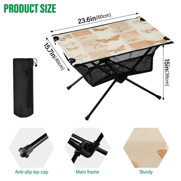 BZSMCE Camping Tables Simple Folding Table Butterfly Garden Pattern Size:23.6*15.7in