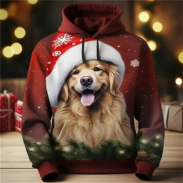 Sudaderas con capucha navidenas para hombre sudadera de manga larga con estampado de animales navidenos ropa de otono e invierno para hombre Tops informales de moda para vacaciones Walmart en linea
