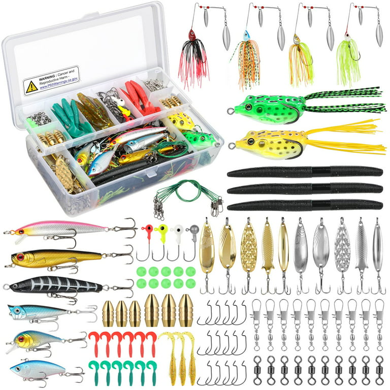 Fishing Lures Baits Tackle Including Crankbaits, Spinnerbaits, Plastic  Worms, Jigs, Topwater Lures , Tackle Box and More Fishing Gear Lures Kit  Set, 102/67/27Pcs Fishing Lure Tackle 