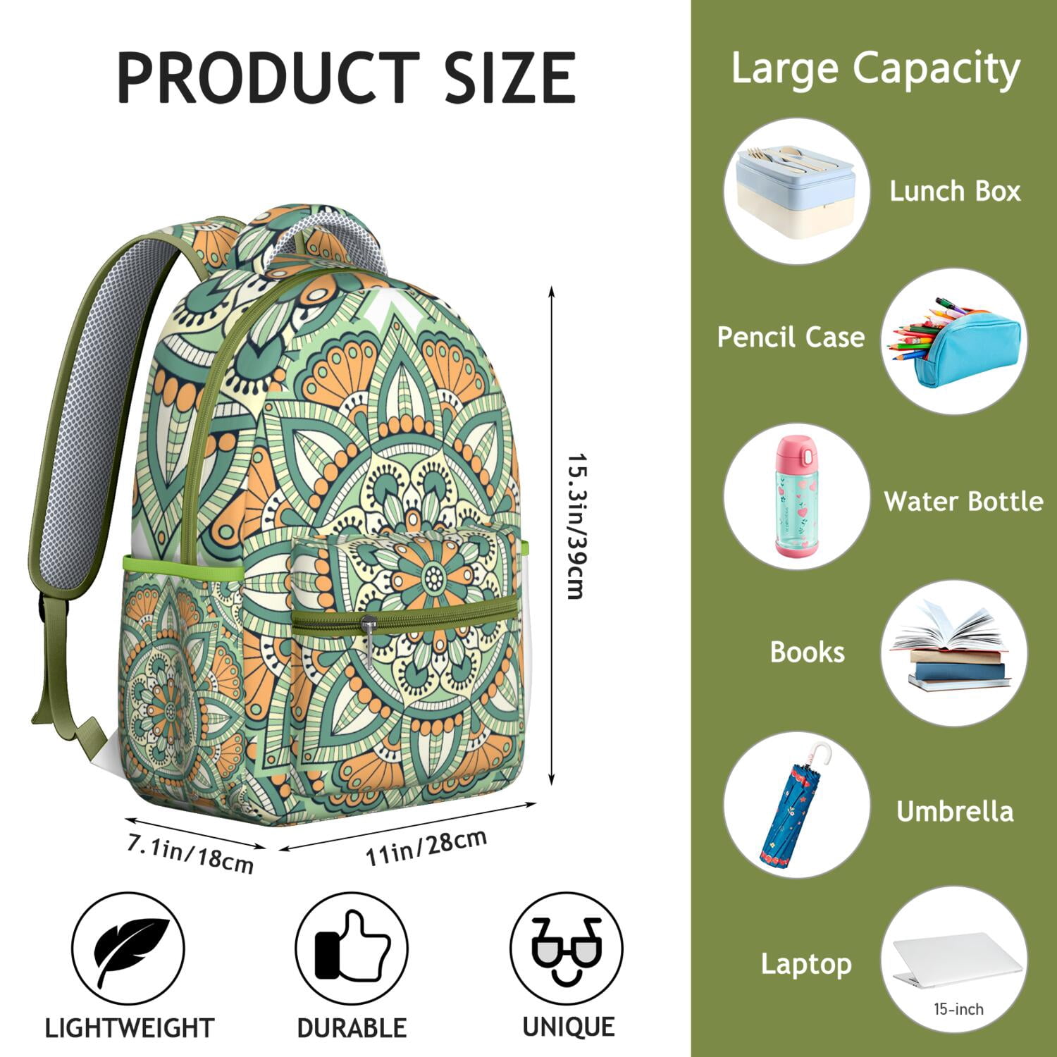 Bohemian Mantra Trendy Backpack&nbsp;- Fashionable & Functional Laptop Bag for School & Office, Durable Bookbag, Great Gift for Professionals