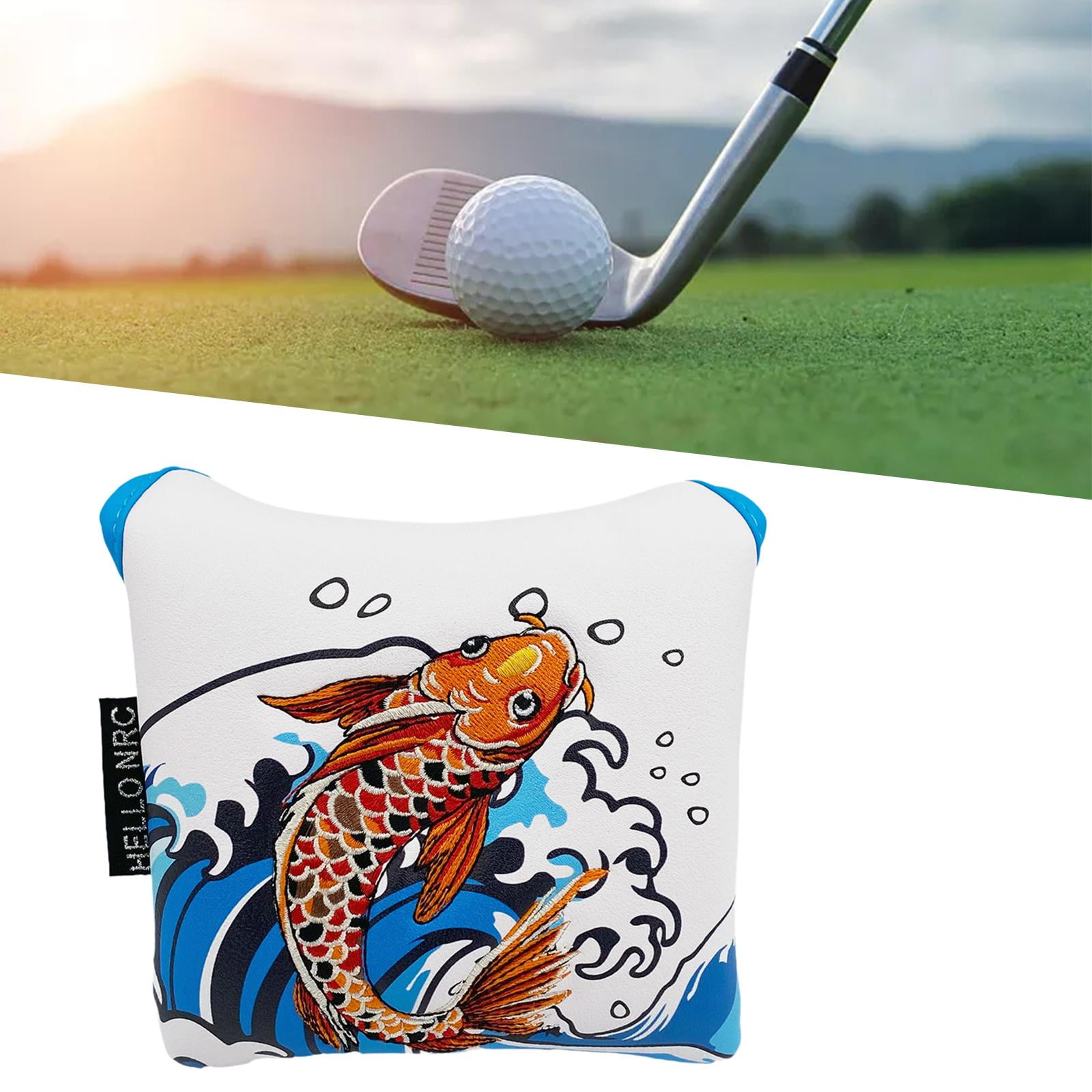 Baoblaze Golf Mallet Putter Cover Golf Club Protection PU Leather Golf Club Head Cover White