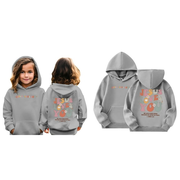 Kids Girl Hoodies Christian Sweatshirt Long Sleeve Graphic Sweatshirt Fashion Oversize Pullover Top Cute Sweatshirt Little Girls Clothes 5-6 Years Cute Boy Girl Clothing