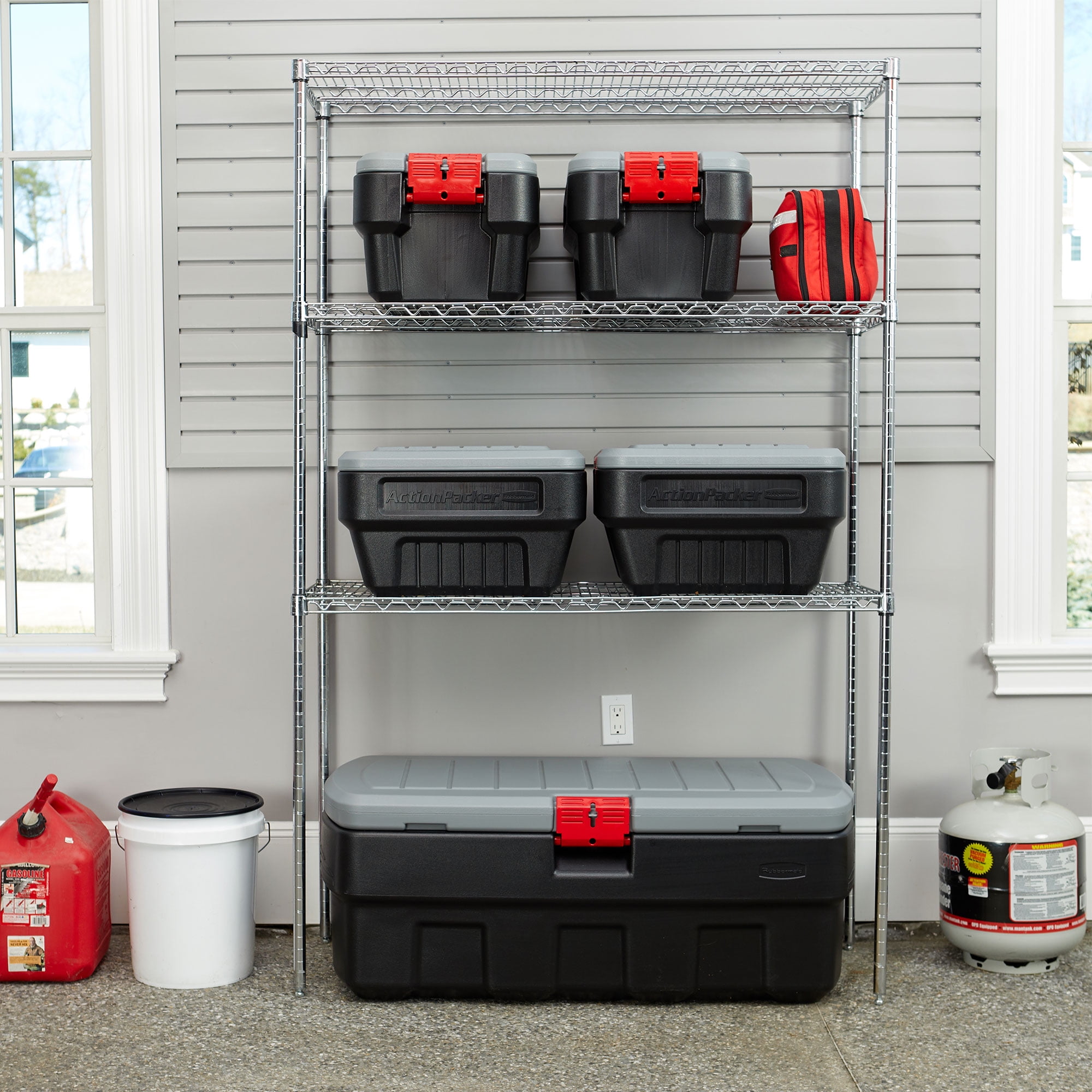 Rubbermaid 48 Gallon Black Action Packer Lockable Latch Indoor And Outdoor  Storage Box Container For Home, Garage, Backyard, (single) : Target