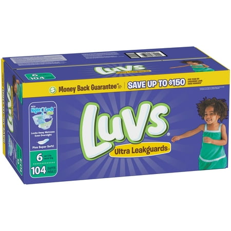 Luvs Pro Level Leak Protection Diapers Giant Pack - Size 6 - 104ct