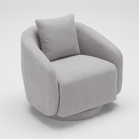 Swivel Barrel Accent Chairs ; Barrel Armchair with Back Pillow & Wood Frame for Living Room, Bedroom, Office