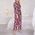 thumbnail image 2 of Bingfone Womens Pajama Sets Palm Tree Pattern on Red Print,Long Sleeve Loungewear Pajamas Set-Medium, 2 of 8