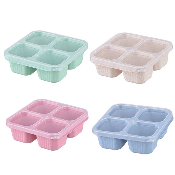 Bento Box - Recipientes reutilizables para preparar comidas con 4 compartimentos, recipientes perfectos para almacenar alimentos, compactos y apilables