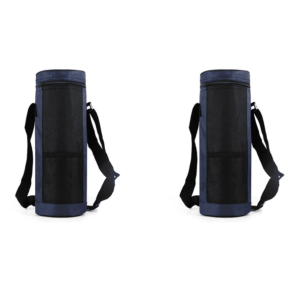 2X Water Bottle Cooler Bag Universal Water Bottle Pouch High Capacity Insulated Cooler Bag Outdoor Camping,Dark Blue