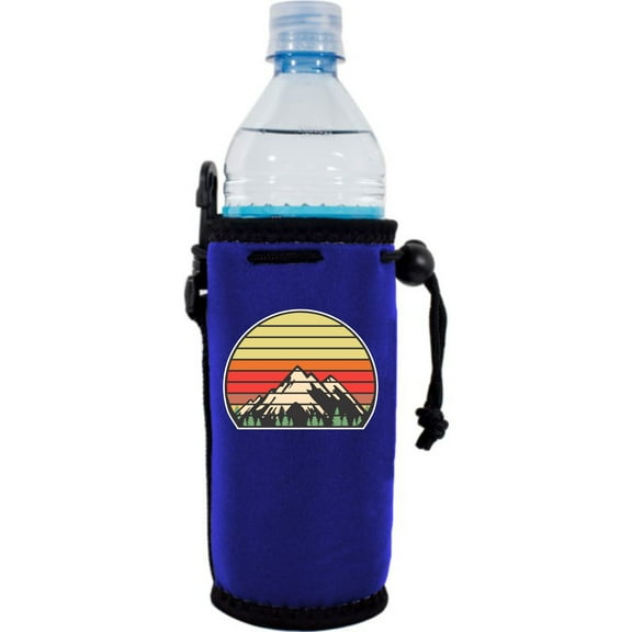 Retro Mountains Water Bottle Coolie (Royal Blue)