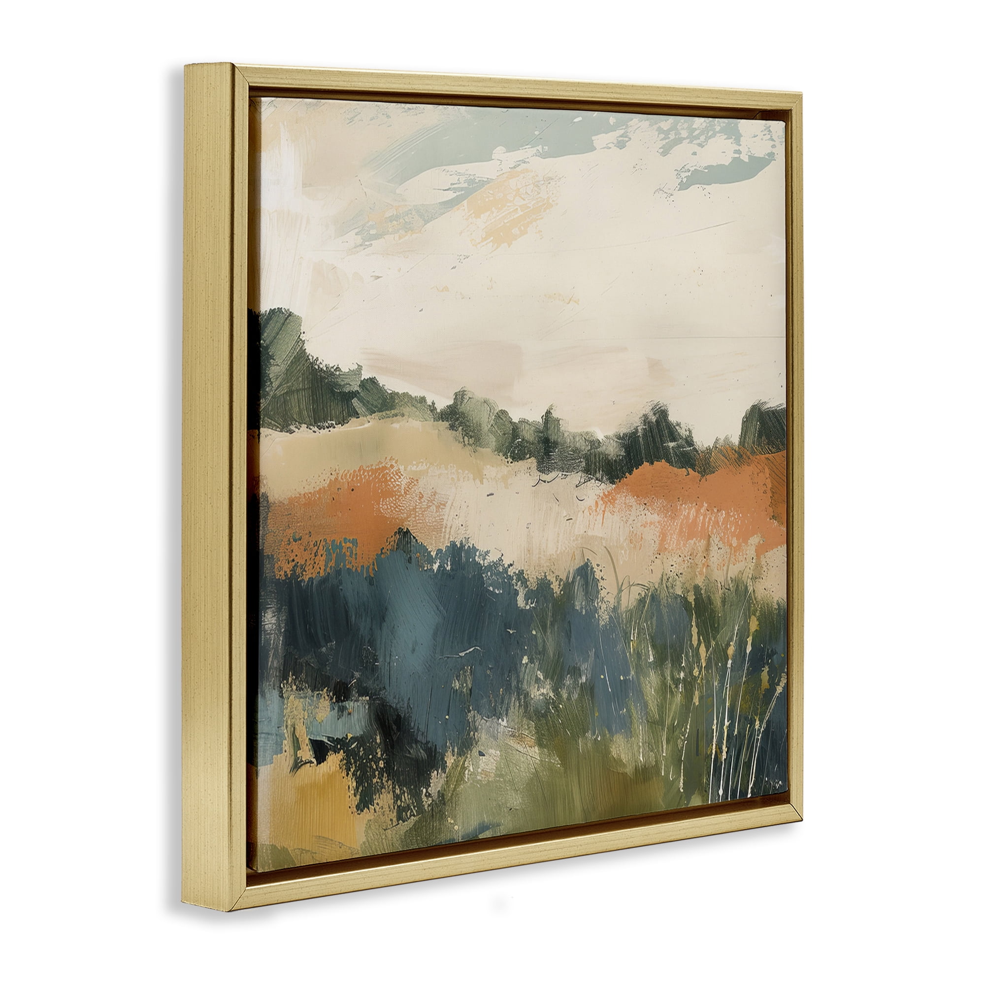 Stupell Industries Abstract Neutral Landscape Landscape & Nature Painting Gold Floater Framed Canvas Art Print Wall Art, 25 x 25