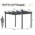 thumbnail image 3 of Spaco Retractable Pergola Canopy for 10' X 12' Pergola, Sun-Protection and Durable Pergola Replacement Canopy for Backyard, Deck, Garden, Patio, Outdoor, Gray, 3 of 8
