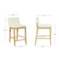 thumbnail image 4 of Gracie Modern Counter Height Bar Stool with Back, Counter Stool Upholstered Chair with Natural Textured Boucle Linen and Brushed Wooden Legs, White/Light Brown, 4 of 8