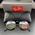 thumbnail image 2 of RB-Hip Hop-sunglasses Round Metal Silver Flash Lenses RB3447 Silver Frame Unisex New, 2 of 5