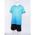 thumbnail image 4 of iefiel Kids 2pcs Sports Suit Quick Dry Printed Contrast Color Shirts Shorts Set For Football Basketball B Light Green 22, 4 of 7