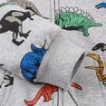 thumbnail image 3 of Boys Zip Hoodie Gray Fleece Jacket Covered in Colorful Dinosaurs, Toddler Kids Fall Winter Outerwear, 3T, 3 of 9