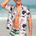 thumbnail image 5 of Lsque Lilies Flowers pattern Hawaiian Shirt for Men, Unisex Summer Beach Casual Short Sleeve Button Down Shirts-Small, 5 of 9