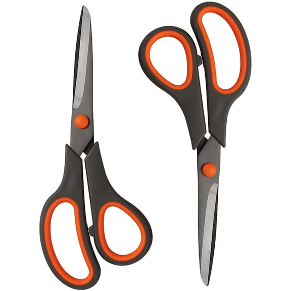 Scissors, 8" Scissors Bulk 2-Pack, Ultra Sharp Titanium Blade Shears, Comfort-Grip Handles, Sturdy Sharp Scissors For Office