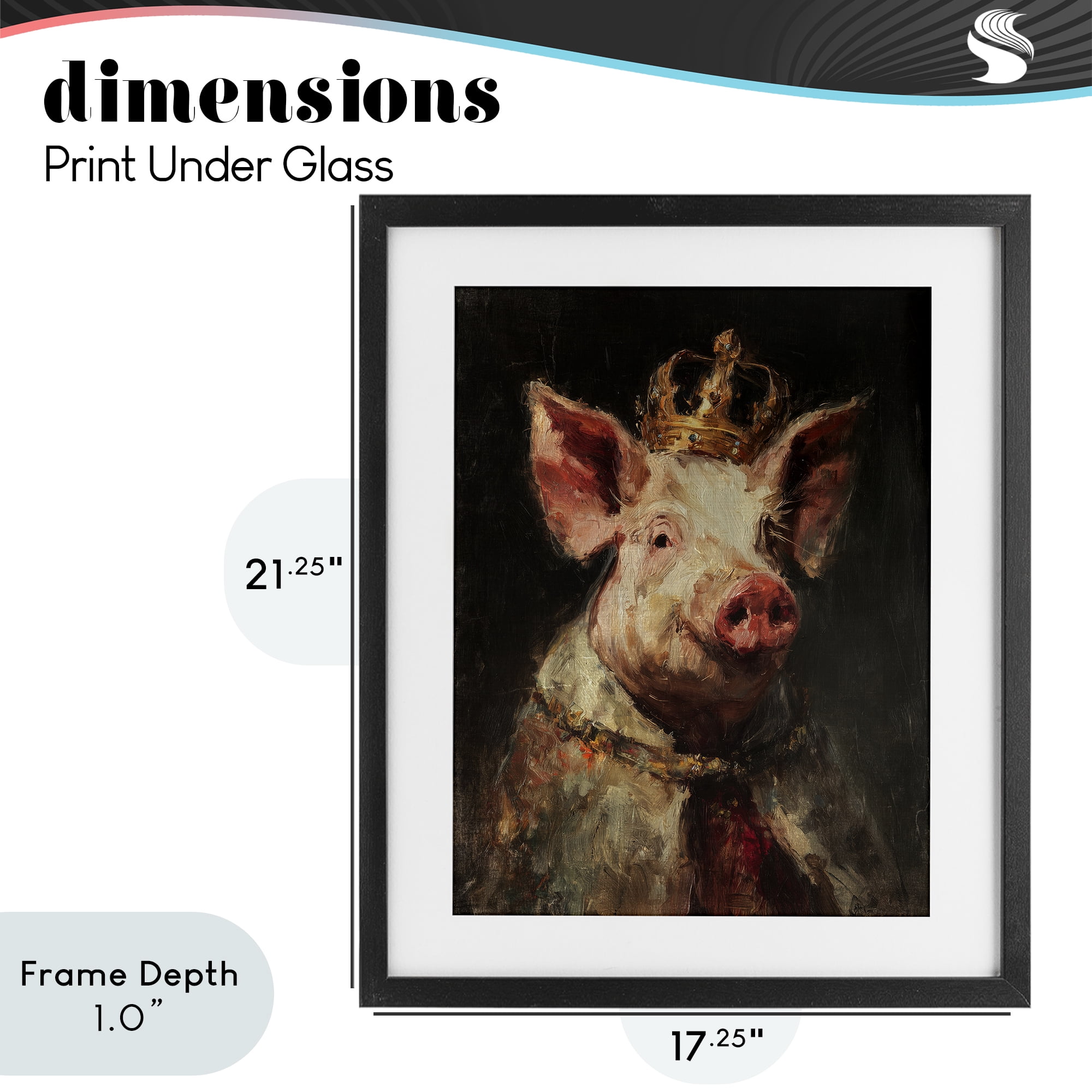 Stupell Industries Royal Swine Portrait Black Framed Print Under Glass, design by Svetlana Aleynikova