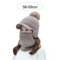 thumbnail image 6 of D-GROEE 1 Set Fashion Women Winter Knitted Hat Thickened Faux Rabbit Fur Pompom Cap with Neck Scarf, 6 of 6