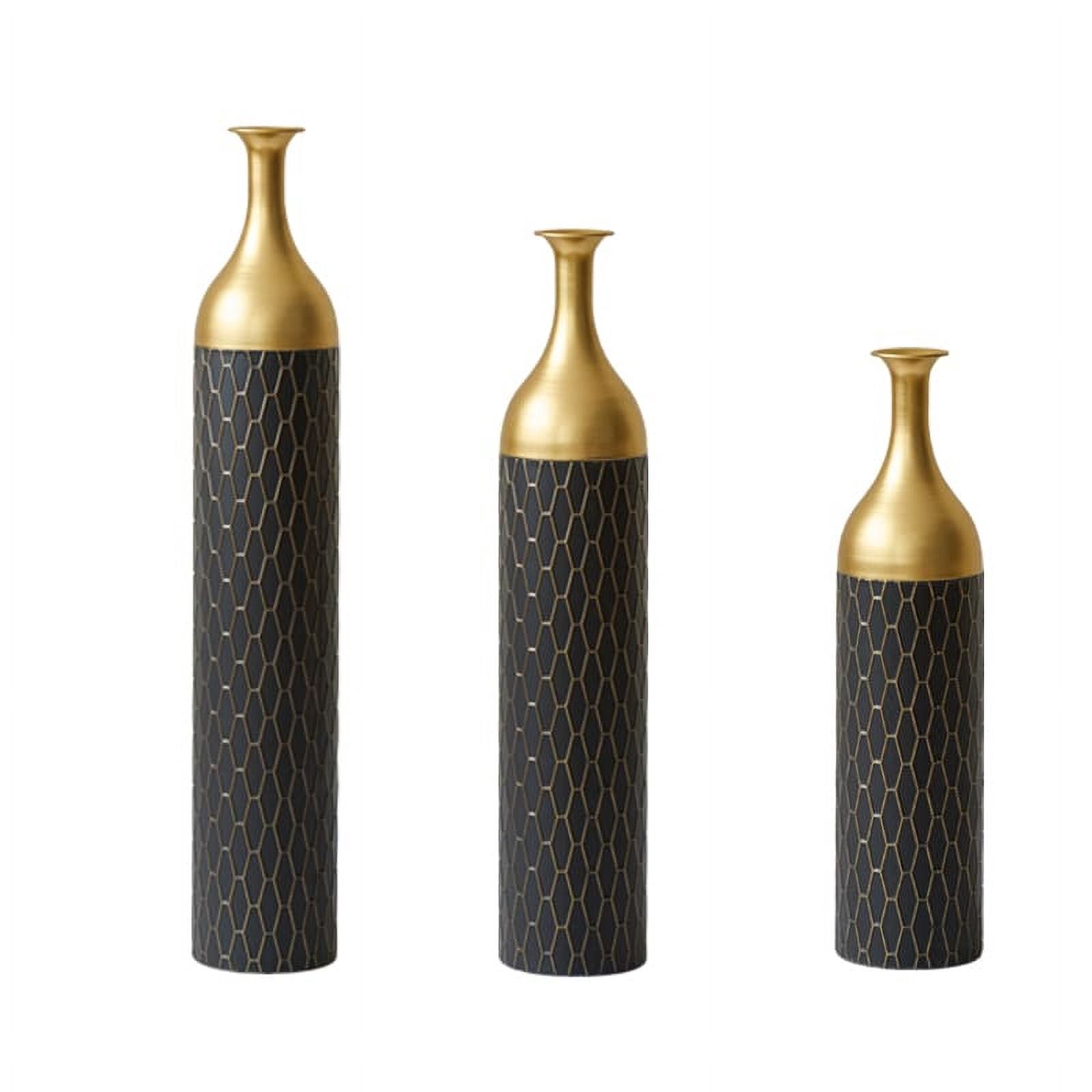 Aukfa Metal Large Floor Vases, Standing Vase Set of 3 for Home Decor,34.25"/30.31"/24.88"H,Black