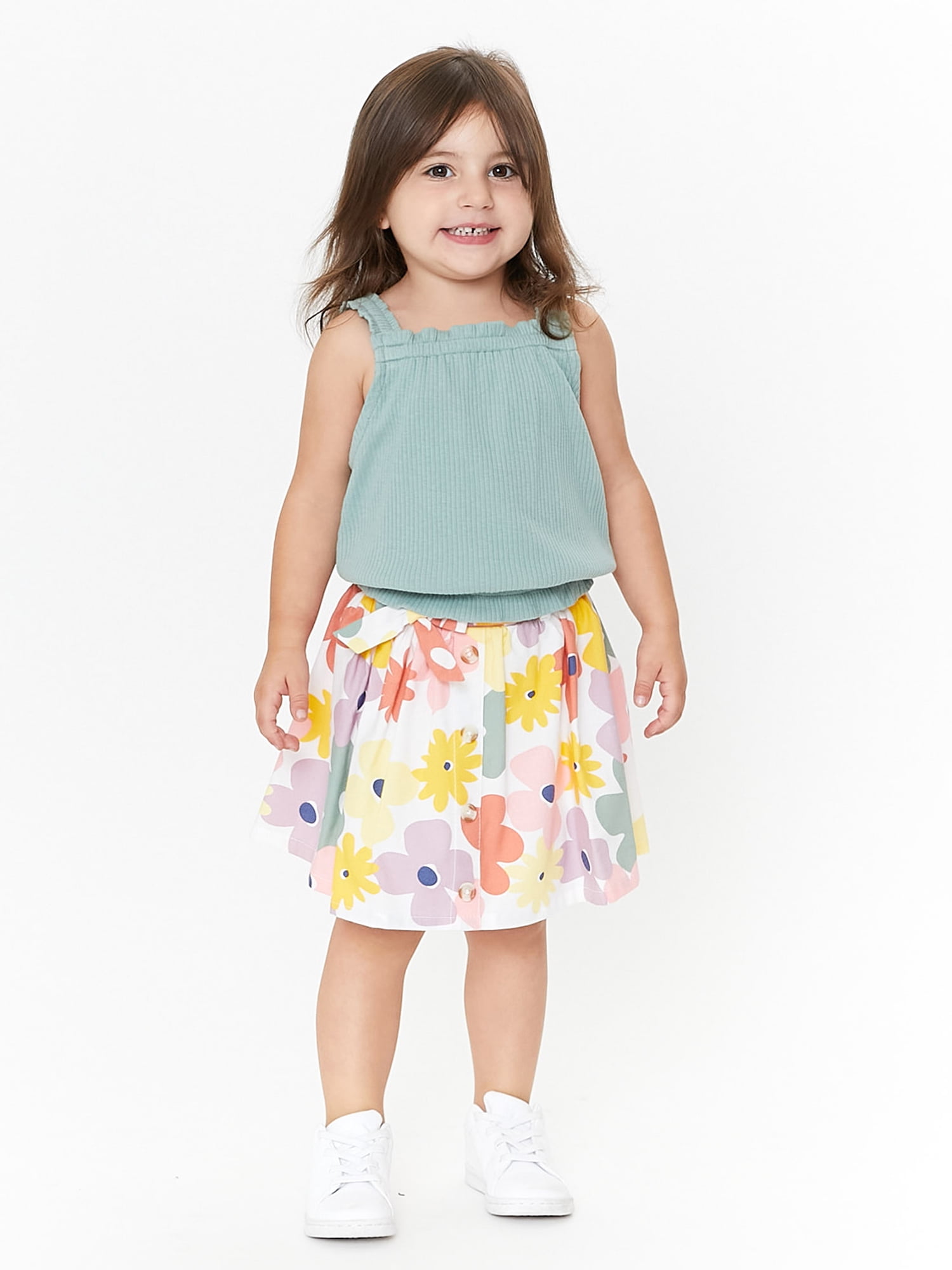 Wonder Nation Baby and Toddler Girls Skirt Set, 2-Piece, Sizes 12M-5T