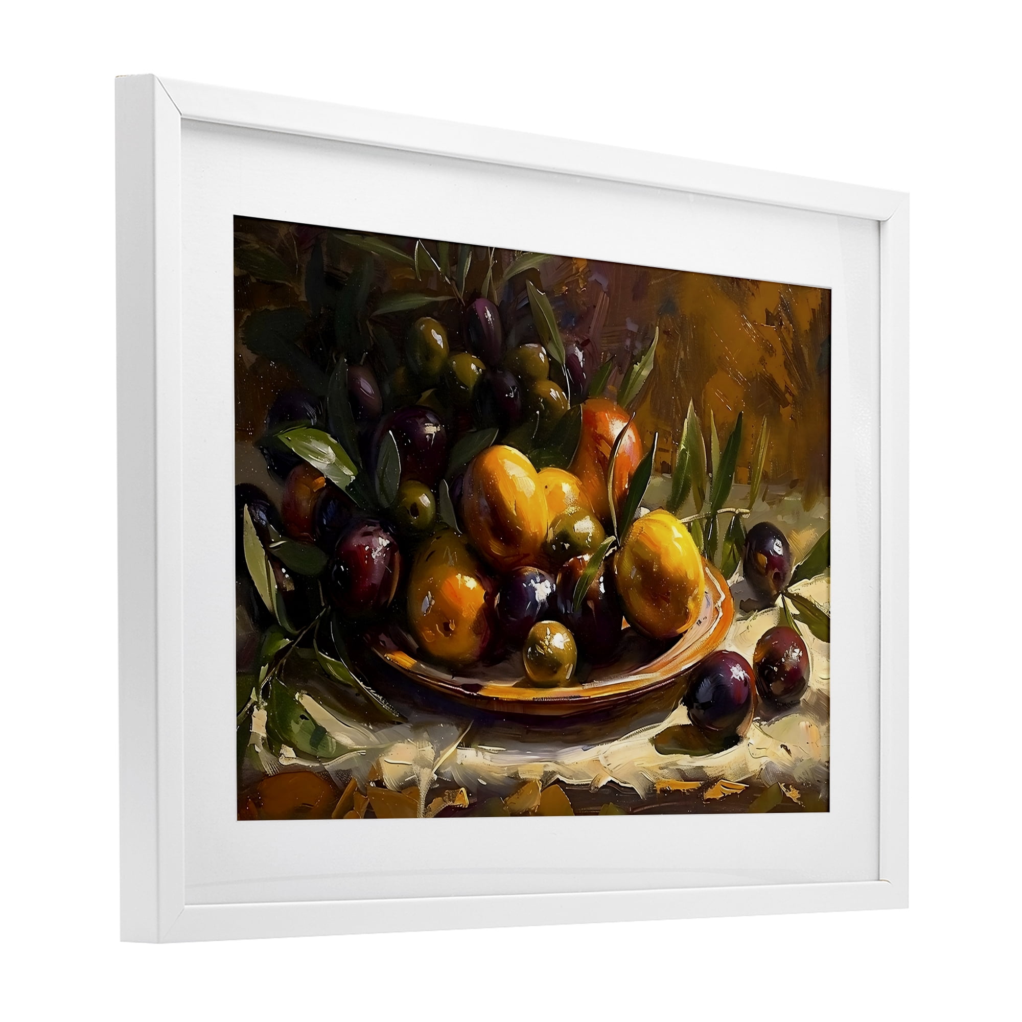 Stupell Industries Array of Olives & Citrus White Framed Print Under Glass, design by Creative Studio