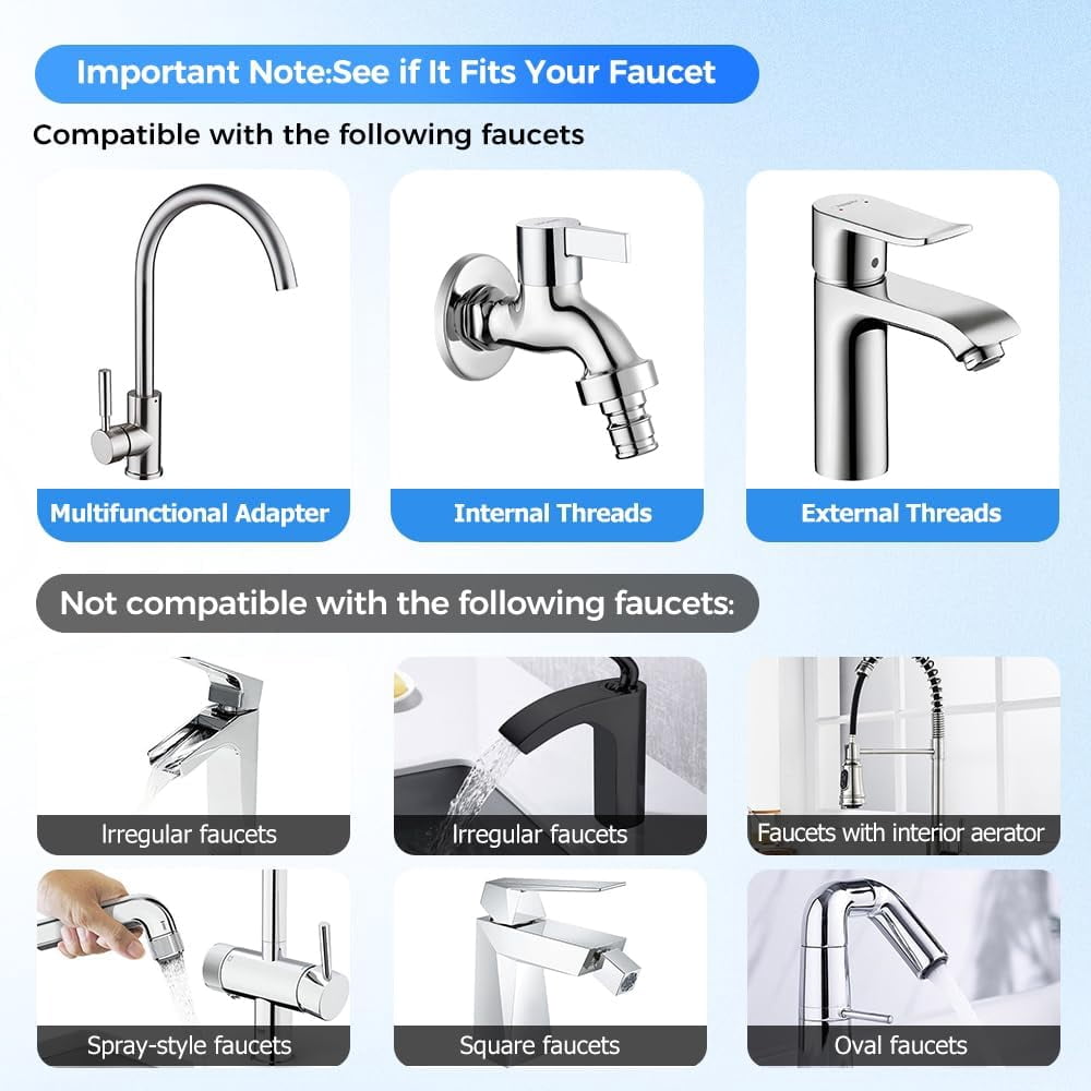 Rotatable Faucet Aerator Extension, 2026 New Universal Sink Faucet 1440° Rotatable Faucet Aerator Extension, U-Shaped Faucet Extender 360° Rotating Faucet Extender for Bathroom Sink/Kitchen 2Pcs