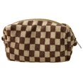 thumbnail image 1 of CNKOO Cosmetic Bag Plaid Knitting Contrasting Colors Square Large Capacity Zipper Toiletry Bag for Travel, 1 of 11