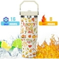 thumbnail image 3 of 30 oz Vacuum Insulated Stainless Steel Tumbler with Handle & Straw - Fall Leaves Design Travel Coffee Mug & Water Bottle, Thanksgiving Gift for Women, 3 of 6
