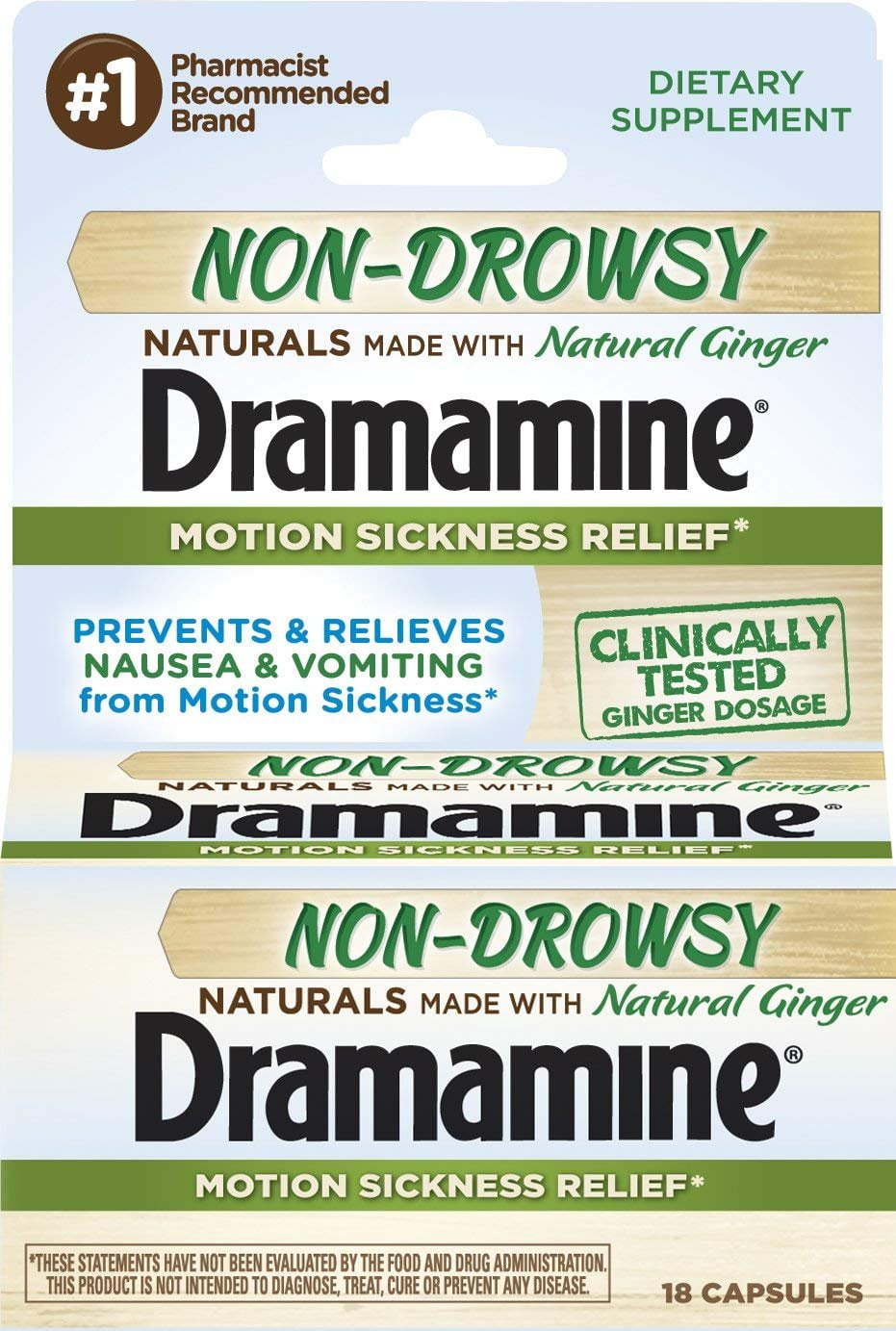 Dramamine NonDrowsy Naturals with Natural Ginger, 18 Count Walmart