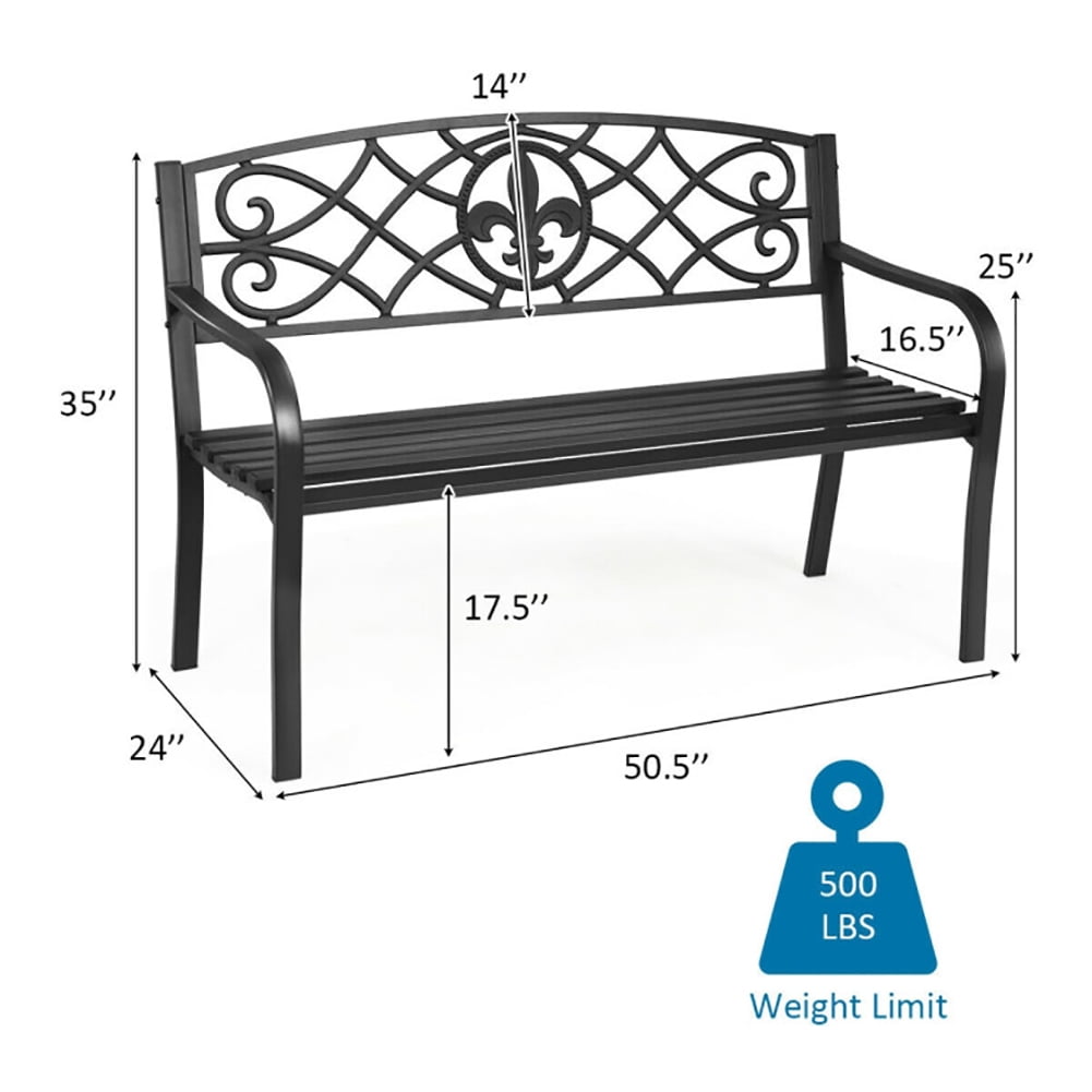 Aimee Lii 50 Inch Patio Heavy-Duty Metal Garden Bench, Outdoor Patio Furniture Aimee Lii 50 Inch Patio Heavy-Duty Metal Garden Bench, Outdoor Patio Furniture