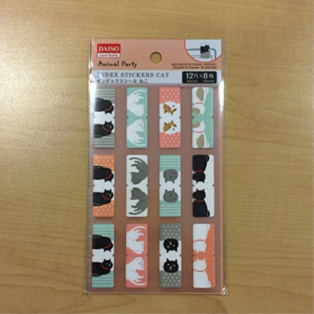 daiso japan index stickers cat 12piecesx8sheets