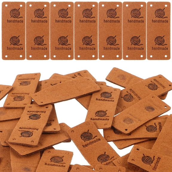 WRITWAA 50 Pieces Brown Tags for Crochet and Sewing Accessories, Handmade Item Labels with Easy Sew Holes
