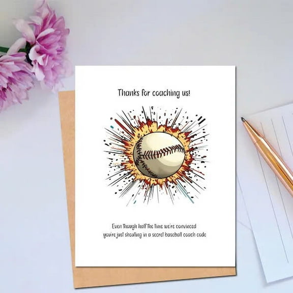 Thanks for Coaching Us Baseball Card – Humorous Appreciation Card for Coaches – Blank Inside, Envelope Included – Perfect for Baseball Team Gifts