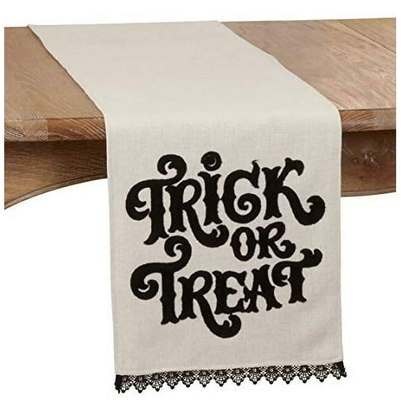 Fennco Styles Trick OR Treat Table Runner with Lace Edge Design 14" W x 72" L