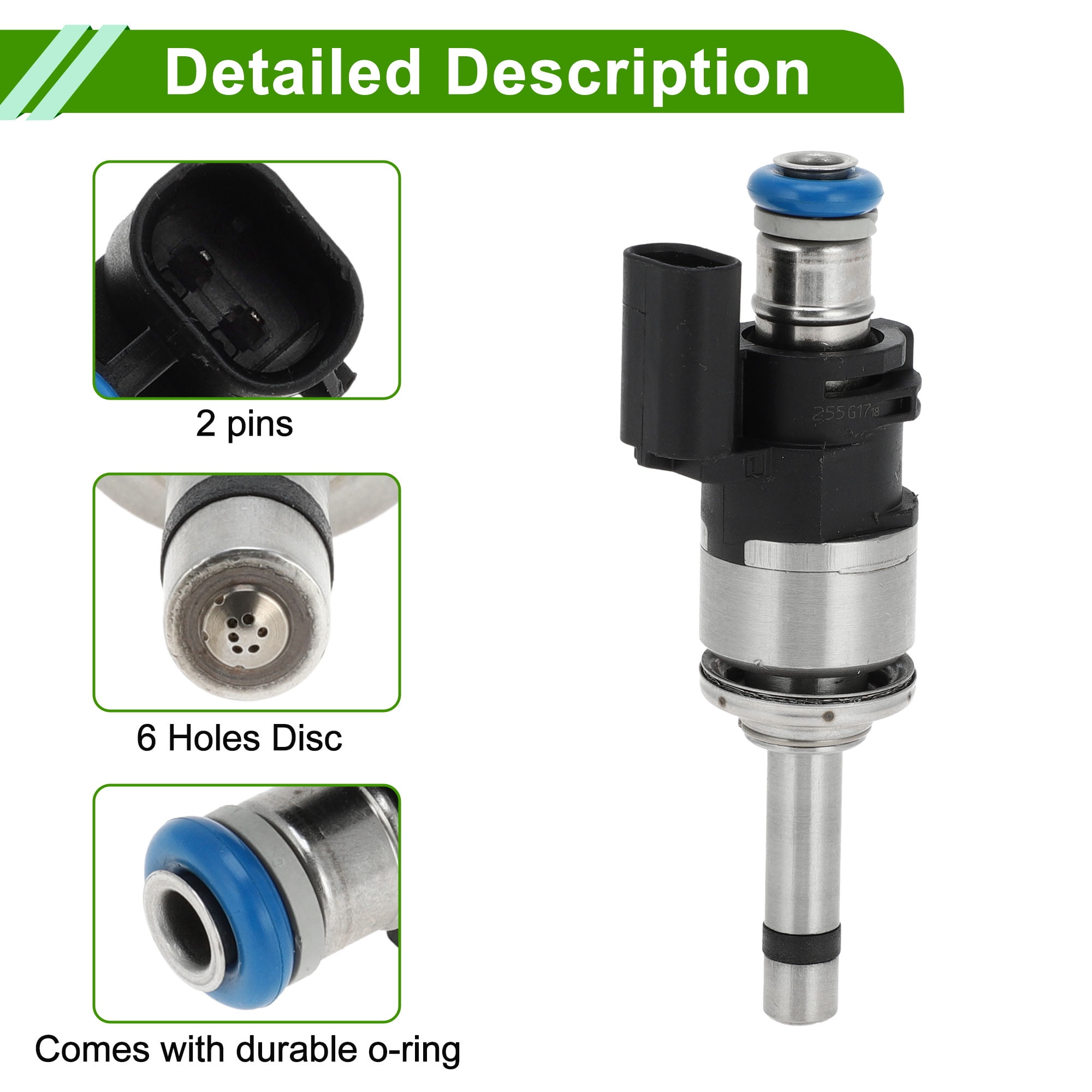 Unique Bargains Fuel Injector Nozzle for Porsche Macan 3.0L 3.6L 15-18 Black